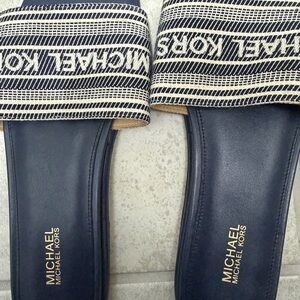 Michael Kors Navy and White Slide Sandals